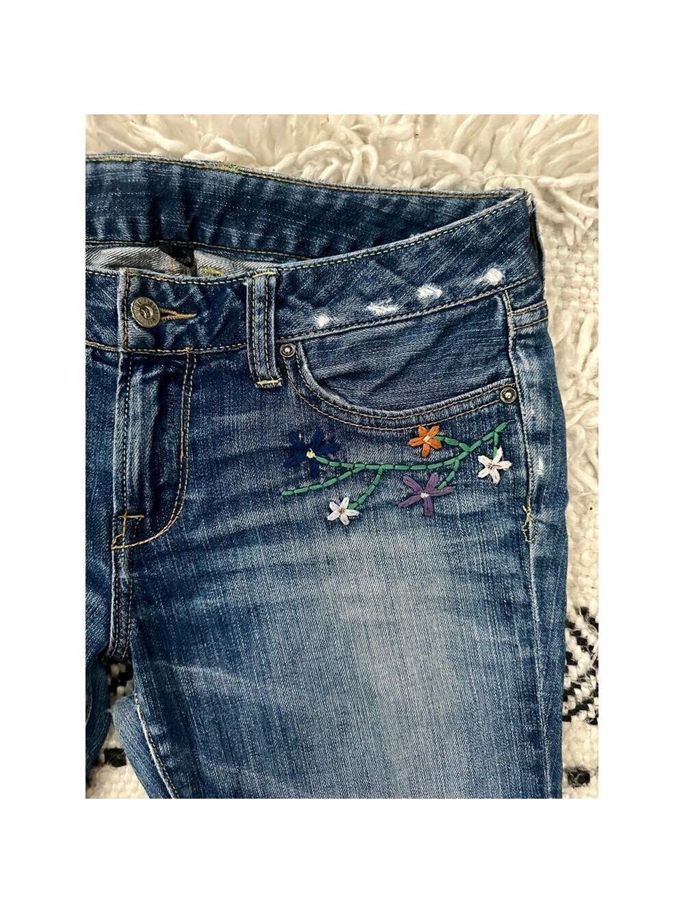 Vintage Lucky Brand Lola Bootcut Jeans 29 Embroidered Pockets Y2K Boho - Picture 7 of 15